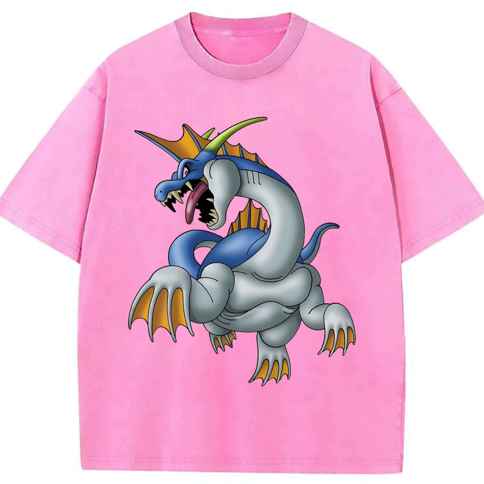 （画像用） ドラゴンクエスト Doragon Kuesuto Dragon Quest 綿100% ヴィンテージ風 半袖Tシャツ（フロントプリント）